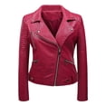 thumbnail image 1 of XZNGL Veste de Moto Ajustée à Col Montant en Cuir pour Femmes Veste en Cuir, 1 of 2