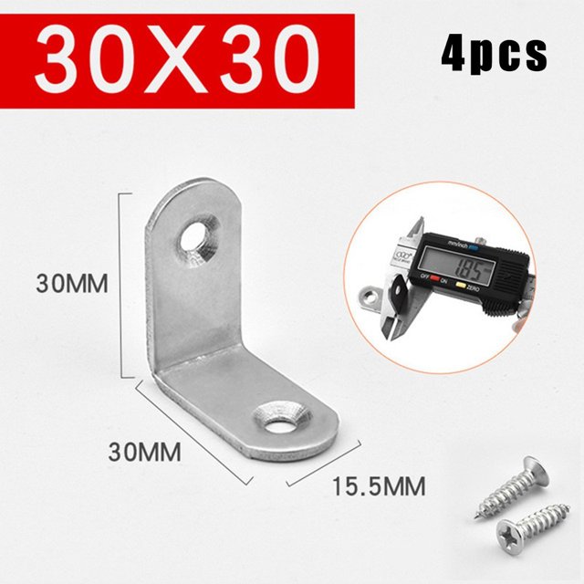Bgsha 4pc Stainless Steel Corner Braces Brackets Right Angle L-Shape Brace Brackets