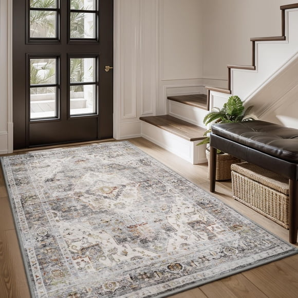 -Area Rug X Rugs for Living Room- Machine Washable Rug-Soft Living Room Rug-Vintage Non Slip Carpet-Rugs for Bedrooms Dining Room Living Room Office