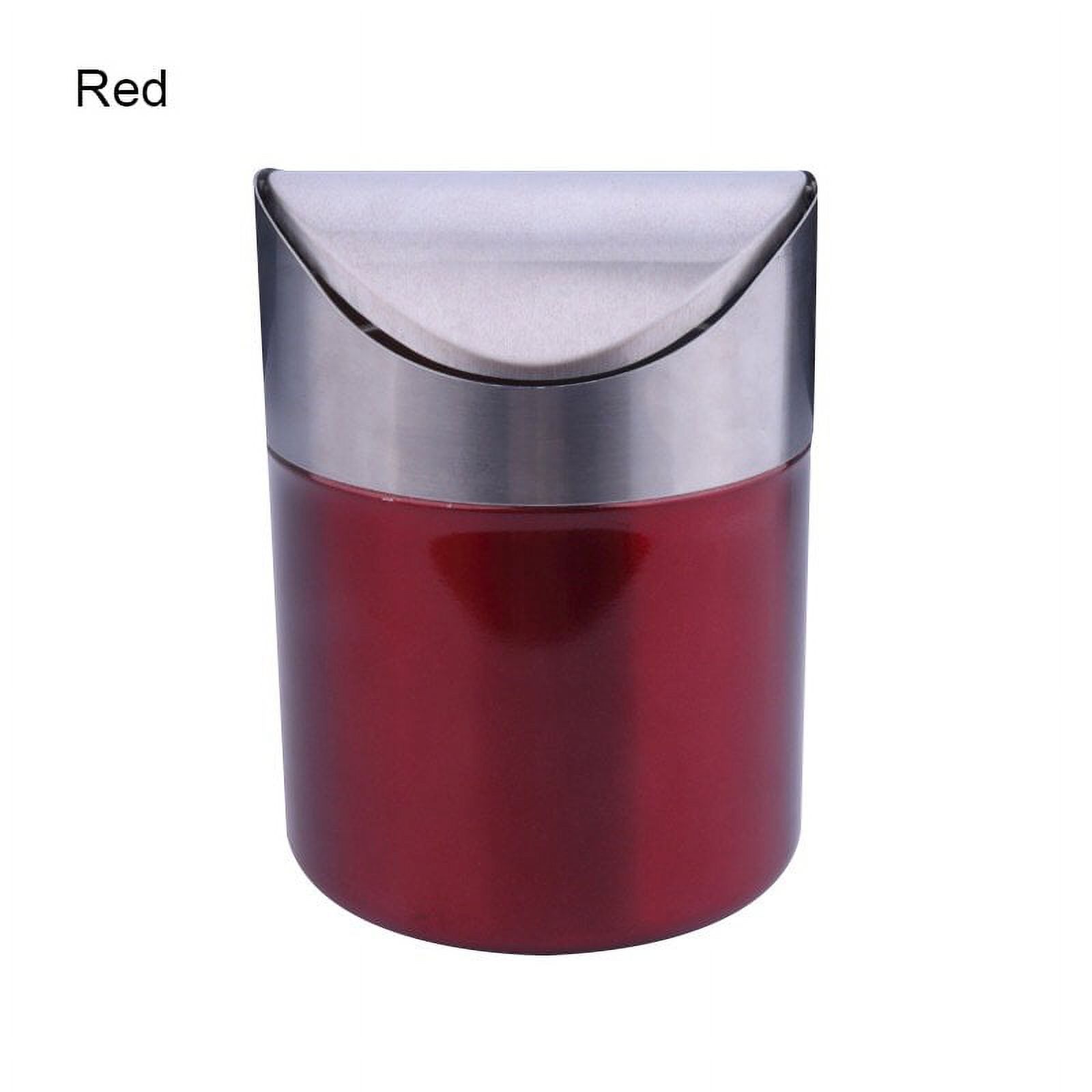Stainless Steel Small Mini Trash with Swing Top Lid Countertop Trash Cans for Desk Car Office Kitchen  Pink