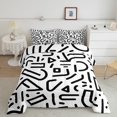 thumbnail image 1 of YST Abstract Down Comforter Queen Size,Geometry Pattern Comforter Set For Teenager,Black White Stripes Duvet Set,Western Art Style Bedding Set For All Season,Soft Warm Lightweight, 1 of 5