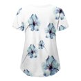 thumbnail image 3 of TIMIFIS Navy V-Neck Scrub for Women Summer Scrub Tops Workwear Nursing Scrub Shirts Printed Short Sleeve Uniform Scrub Tops with Pockets - Spring/Summer, 3 of 4