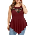 thumbnail image 1 of Timegard Womens Plus Size Tank Tops Lace Round Neck Irregularly Bottom Loose Tunic Tops Comfy Casual, 1 of 6