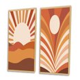 thumbnail image 3 of Designart "Midcentury Terracotta Sun Retro Landscape II" Modern Midcentury Framed Wall Art Set Of 2 - Mid-Century Brown Gallery Wall Frame Set For Home Decor, 3 of 6