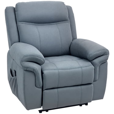 HOMCOM Fauteuil Inclinable avec 8 Massages par Vibration, Poches Latérales, Bleu-Gris