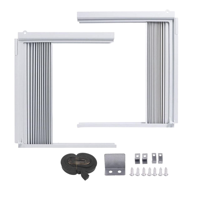 Adjustable Window AC Side Panels for Insulation, ABS Frame with PVC Louvers, Blocks Noise/Drafts, White