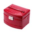 thumbnail image 1 of MesaSe Jewelry Box Organizer 3 Layer Faux Leather Necklace Ring Earrings Display Storage Case  Rose Red, 1 of 10