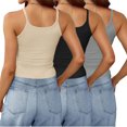 thumbnail image 4 of Timegard Camisoles 3 Pcs pour Femmes Col Rond Côtelé Sans Manches Ajusté Court Haut Décontracté Sortie Camis, 4 of 6