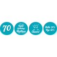 thumbnail image 2 of Darling Souvenir Cheers 70th Birthday Custom Name Stickers 190 Pcs Candy Labels Party Favor-Turquoise Blue, 2 of 2
