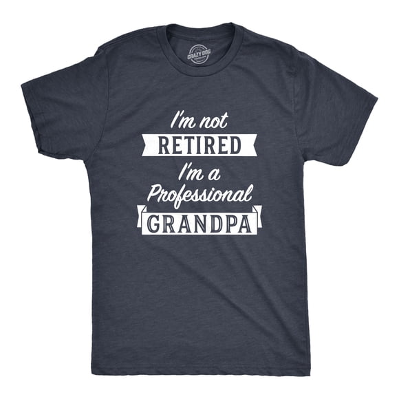 T-shirt pour Hommes « Je Ne Suis Pas à la Retraite, Je Suis un Grand-Papa Professionnel » Drôle Papa Fête des Pères (Bleu Marine Chiné) - TG
