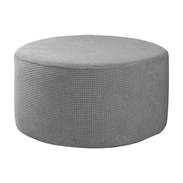 Housse d'Ottoman Basse Ronde Simple Unie Épaissie, Housse Élastique Intégrale pour Tabouret, Housse de Sofa à Enfiler