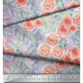 thumbnail image 3 of Soimoi Tissu Poly Georgette Rose Imprimé Feuilles & Roses Tissu de Couture BTY 52 Pouces de Large, 3 of 3