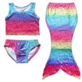 thumbnail image 1 of Fortune 3 Pcs Fille Enfant Mermaid Queue Bikini Nageable Ensemble Maillot de Bain, 1 of 6