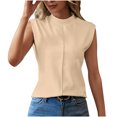 thumbnail image 1 of Plebaso Womens Summer Tank Tops High Neck Cap Sleeve Casual Tshirts Sleeveless Solid Color Basic Tee Tops, 1 of 7