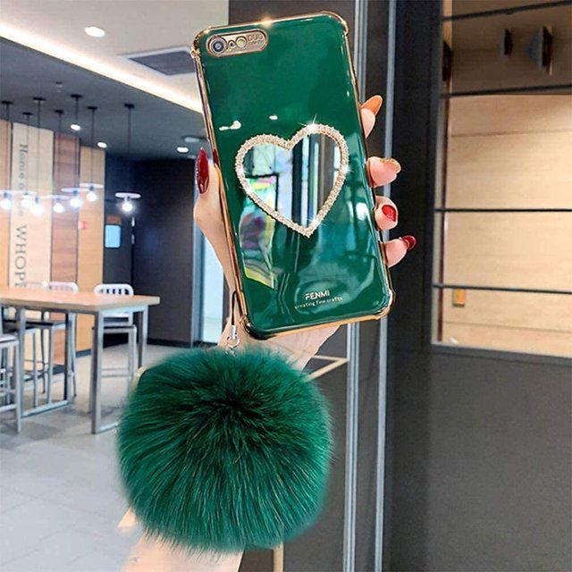 Makeup Mirror Mobile Phone Case, Luxurious Bling Heart-Shaped Mirror Phone Case(iPhone 7plus/8plus)