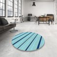 thumbnail image 4 of Ahgly Company Tapis d'Intérieur Lavable à la Machine, Carré, Transitionnel, Bleu Ivy Bleu, Tapis de Zone, 6 Pieds Carré, 4 of 7