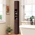 thumbnail image 4 of Gymax Tall Slim Bathroom Storage Cabinet Linen Tower w/Drawer Adjustable Shelves Brown, 4 of 10