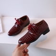 thumbnail image 2 of GPOECD Pattern Pointed Toe Low Heel Lace Up Boys Dress Shoes for Dance and Performance Comfortable Classic Style 01_Red,21, 2 of 7