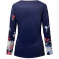 thumbnail image 5 of Pompotops Femmes Mode Casual Imprimé V-Cou à Manches Longues Tops Chemisier, 5 of 5