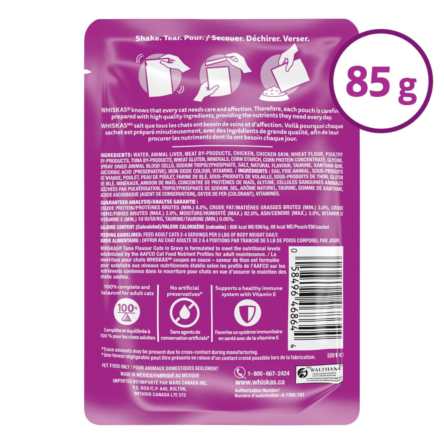 WHISKAS FAVOURITES Cuts in Gravy Tuna Flavour Pouch Adult Wet Cat Food