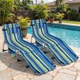 thumbnail image 4 of Costway Chaise Longue Pliante d'Extérieur à 4 Positions avec Ouverture pour le Visage et Repose-Pieds Réglable, Rayures Bleues, 4 of 9