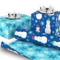 thumbnail image 3 of Hallmark Reversible Christmas Wrapping Paper (Snowmen and Snowflakes on Blue), 3 of 4