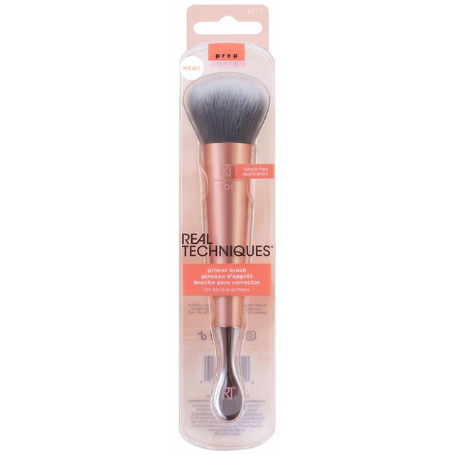 Real Techniques Brosse de Soins du Visage à Double Extrémité pour Apprêt et Cuillère en Acier Inoxydable, 1 Unité