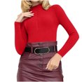 thumbnail image 2 of breaise Women's 2025 Spring Long Sleeve Pullover Ribbed Knit Sweater Mock Neck Slim Fit Basic Casual Tee Tops S-XL, 2 of 9