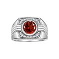 thumbnail image 1 of RYLOS Mens Rings 14K White Gold Designer Round Gemstone &  Sparkling Diamond Ring Garnet January Birthstone Rings For Men, Men's Rings, Gold Rings Sizes 8 - 13, 1 of 7