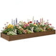 thumbnail image 1 of Outsunny 12 x 4 x 1ft Galvanized Raised Garden Bed, Open Bottom, Brown, 1 of 10