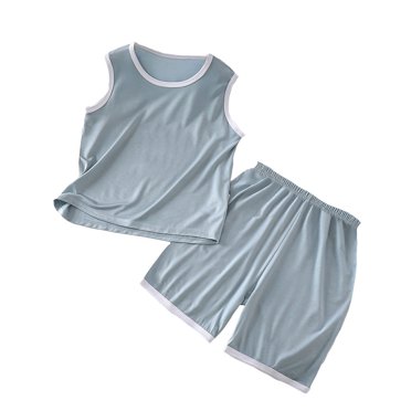 PMVFHDE Ensembles Décontractés pour Garçons Ensemble d'Été pour Enfants Débardeur et Short Ample Garçons et Filles Pyjama Fin Sans Manches Col Rond Vêtements d'Intérieur pour Enfants Gris Pâle, 18-24 Mois