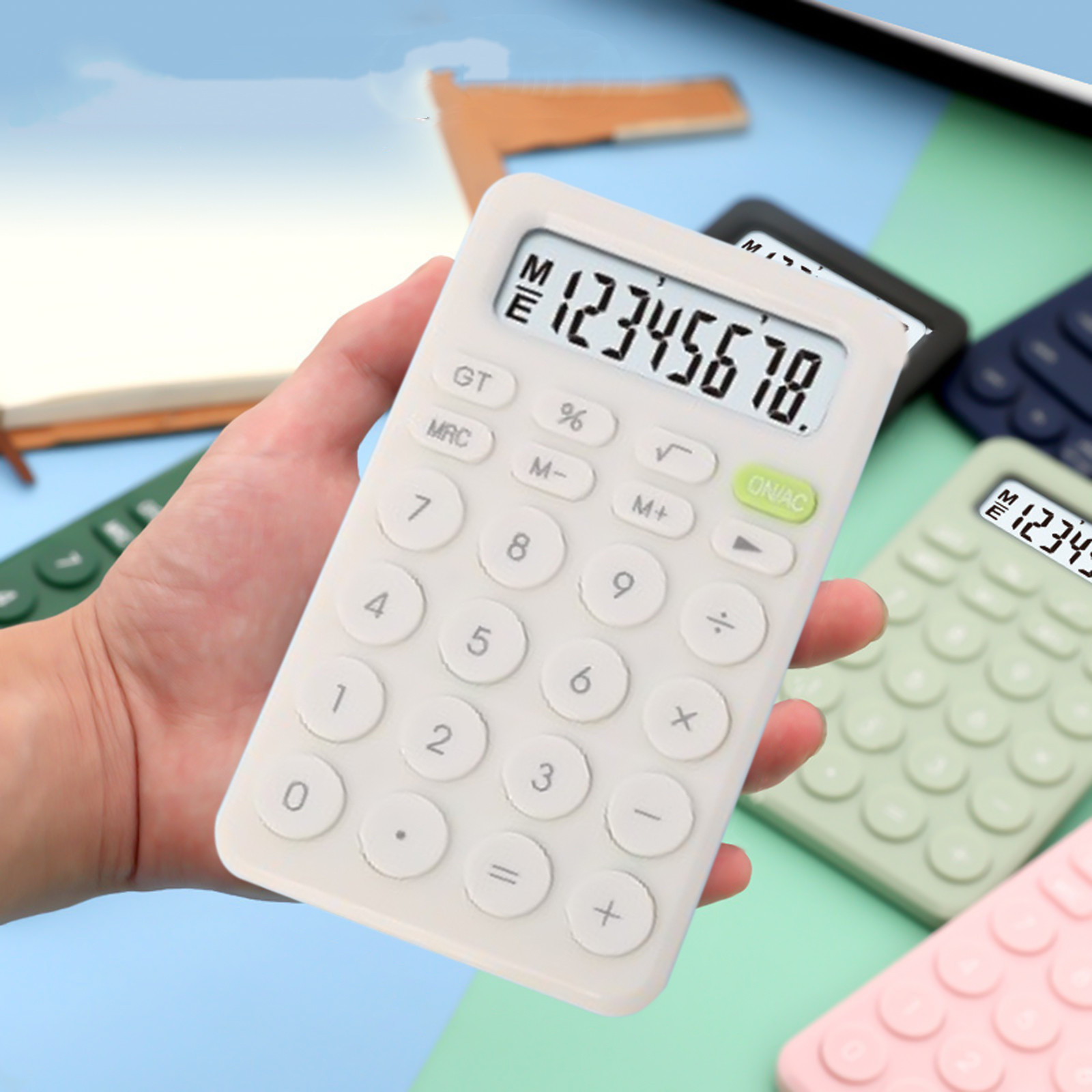 EGNMCR Standard Calculator 8 Digit With Large Display & Round Button Candy Color Calculator Portable For Office Home School Calculators Calculator