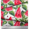 thumbnail image 3 of Soimoi Poly Georgette Fabric Monstera Leaves & Watermelon Fruits Print Fabric by Yard 52 Inch Wide, 3 of 3