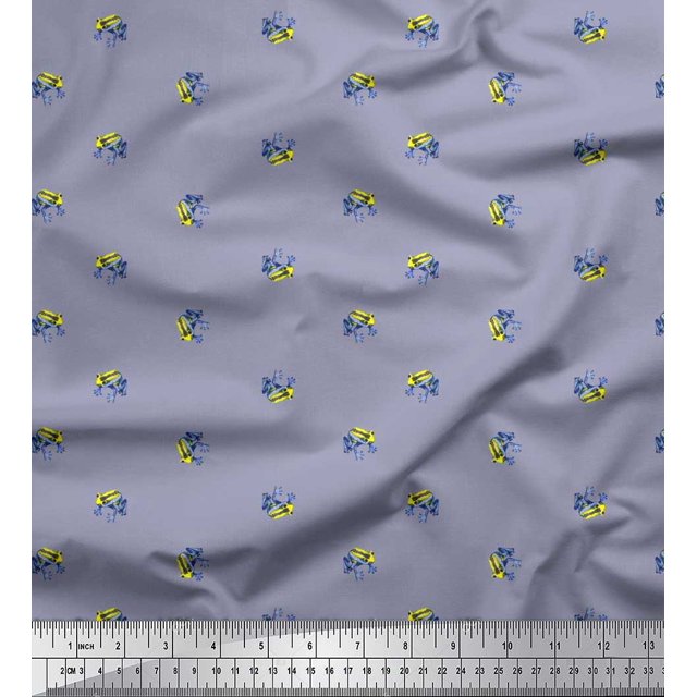 Soimoi Velvet Fabric Frog Animal Print Fabric by The Yard 58 Inch Wide