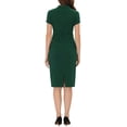 thumbnail image 3 of INSPIRE CHIC Ensemble Tailleur 2 Pcs pour Femme, Veste Blazer à Manches Courtes et Jupe Crayon, 3TG, Vert Foncé, 3 of 6