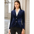 thumbnail image 2 of INSPIRE CHIC Women's Vintage Notched Lapel Button Front Office Velvet Blazer Jacket, 2 of 6