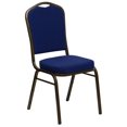 thumbnail image 1 of HERCULES Series Crown Back Stacking Banquet Chair in Navy Blue Patterned Fabric - Gold Vein Frame, 1 of 9
