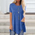 thumbnail image 1 of AherBiu T-Shirts pour Femmes Grande Taille Col Rond Coupe Ample T-Shirts Surdimensionnés T-Shirts d'Été Confortables Ourlet Uni, 1 of 6