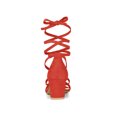 thumbnail image 2 of BLISSFUL STEP Women's Open Toe Lace up Sandals Mid Block Heels Sandals Orange 10.5, 2 of 7