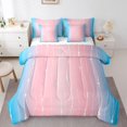 thumbnail image 1 of YST Blue and Pink Gradient 7pcs Watercolor Art Bedding Set, Geometry Lines Full Size Comforter Set, Modern Abstract Aesthetic Bed Set, 1 of 4