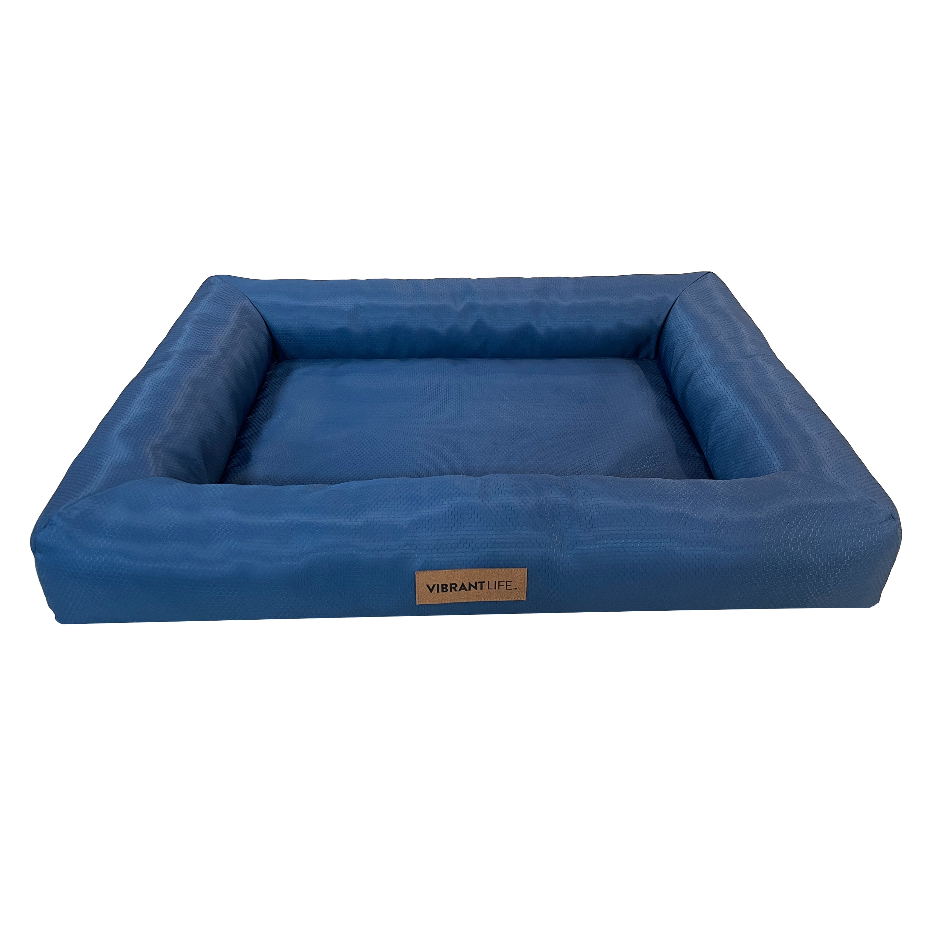 Vibrant Life Bed for Dogs, Bolster, Durable, Machine Washable Cover, Blue, 36" x 27"