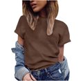 thumbnail image 1 of Heliisoer Hauts pour Femmes, Liquidation d'Été Mode Décontractée Femmes Manches Courtes Uni Col Rond Hauts T-Shirt pour Dames, 1 of 5