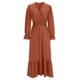 thumbnail image 4 of Gspmoly Robes pour Femmes, Robe Décontractée à la Mode et au Tempérament pour Femmes à Manches Longues et Col en V, Robes de Soirée pour Femmes Offres du Jour, 4 of 6