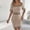 Khaki, variant on Daiosportswear Women'S Color Block Modest Work Dress Short Sleeve Business Knitwear Dresses Button Crew Neck Elegant Bodycon,Women'S Short-Sleeved Dress Khaki M(M)