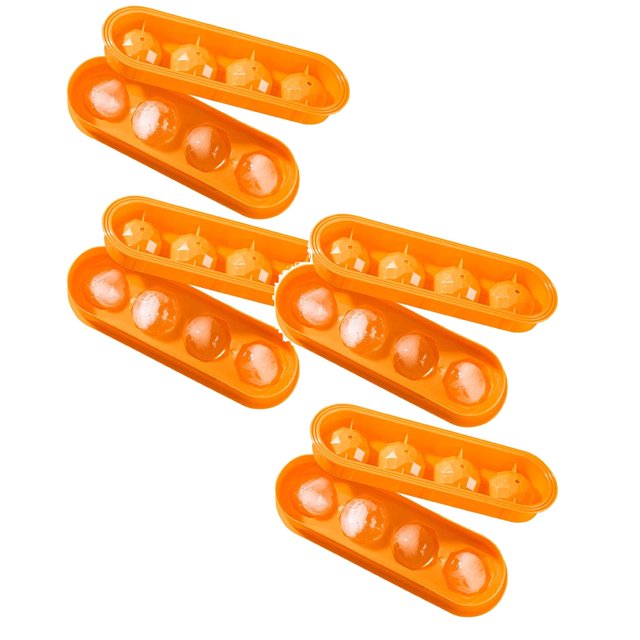 Oleegame 2PC Baby Popsicle Molds Flexible Ice Tray 4 Ice Molds For Freezer Easy Release Stackable Ice Trays For Cocktail 2PC Orange