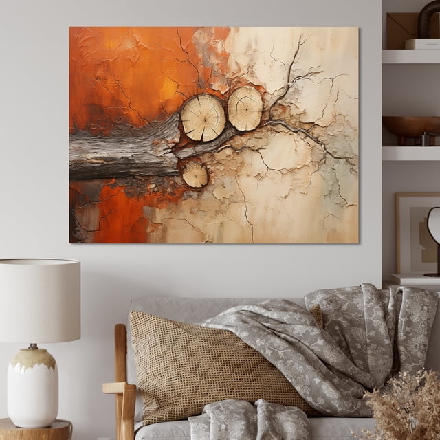 Designart Tree Redwood Wall art decor, Tree Redwood Wall Art, Abstract Redwood Tree composition , Multi-Color Large Traditional Canvas wall art, 44x34 inches