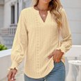 thumbnail image 5 of IROINID Reduced Womens Long Sleeve V-Neck Shirts Lounge Comfortable Solid Color Ruffle Sleeve Tops Blouse,Yellow, 5 of 5