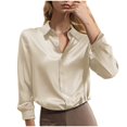 thumbnail image 1 of GigrtiJin Chemises Boutonnées pour Femmes Automne Manches Longues Col Rabattu Couleur Unie Mode Décontractée Confortable Hauts Amples, 1 of 5