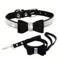 thumbnail image 1 of CNKOO 2pcs Sparkling Rhinestone Dog Collar & Leash Set for Small & Medium Dogs  Cute Bow Tie Collar with Escape-Proof Rope, 1 of 7