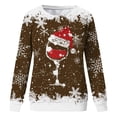 thumbnail image 4 of Besolor Chandail à Col Rond de Noël pour Femmes, Imprimé de Verre de Vin, Manches Longues, Chandails Mode, Hauts Graphiques Flocon de Neige, 4 of 4